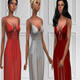 模拟人生4女士低胸竖条透长连衣裙礼服MOD v1.4