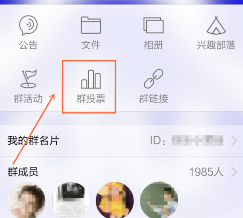 找到“群投票”，点击进入