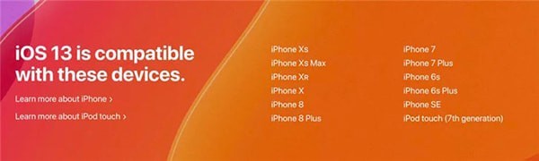 iOS13支持哪些设备