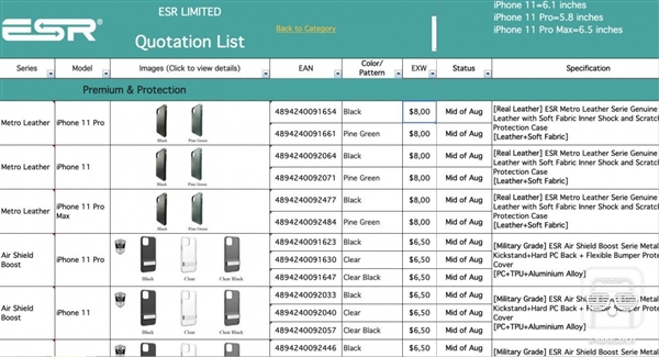 保护壳厂商启用iPhone 11 Pro Max命名：4000mAh电池、新增墨绿色？