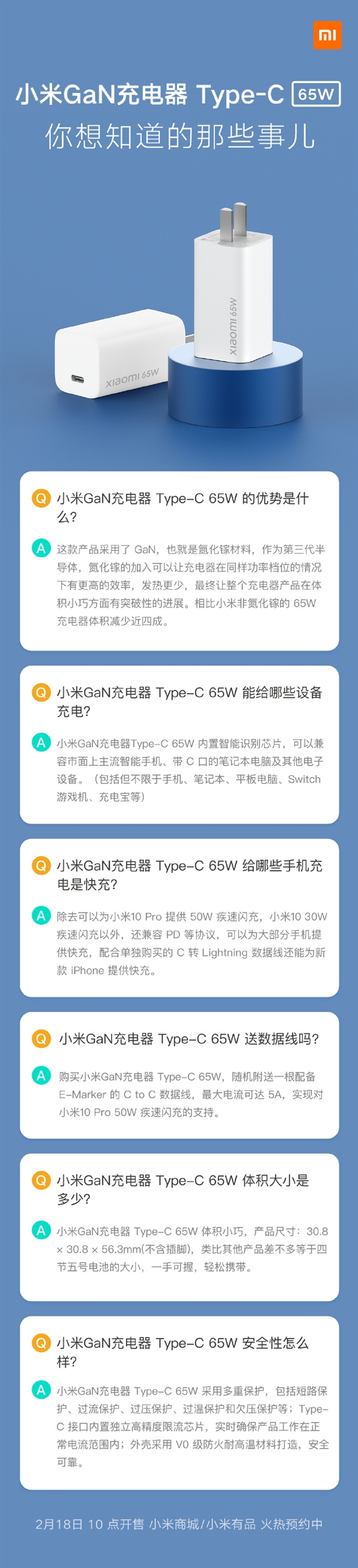 一图看懂：小米GaN充电器Type-C 65W