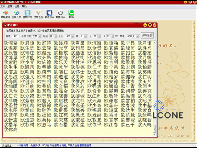 LC电脑取名软件界面预览 LC电脑取名软件界面图片 